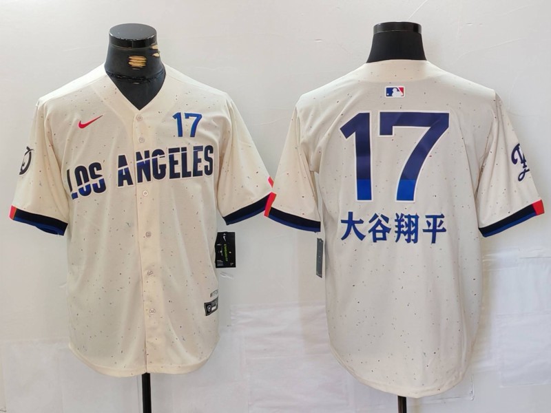 Men's Los Angeles Dodgers Shohei Ohtani #17 Cream 2024 City Connect Jersey